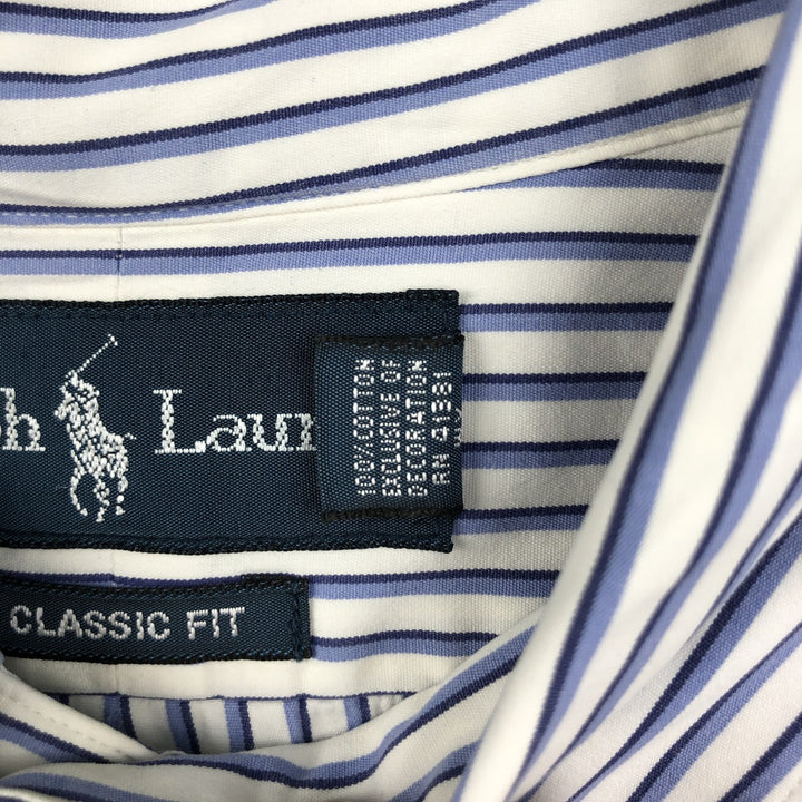 Ralph Lauren Classic Fit Multi-Stripe Long Sleeve Button-Down Striped Shirt, Men's XL cotton white type Vintage Second Hand