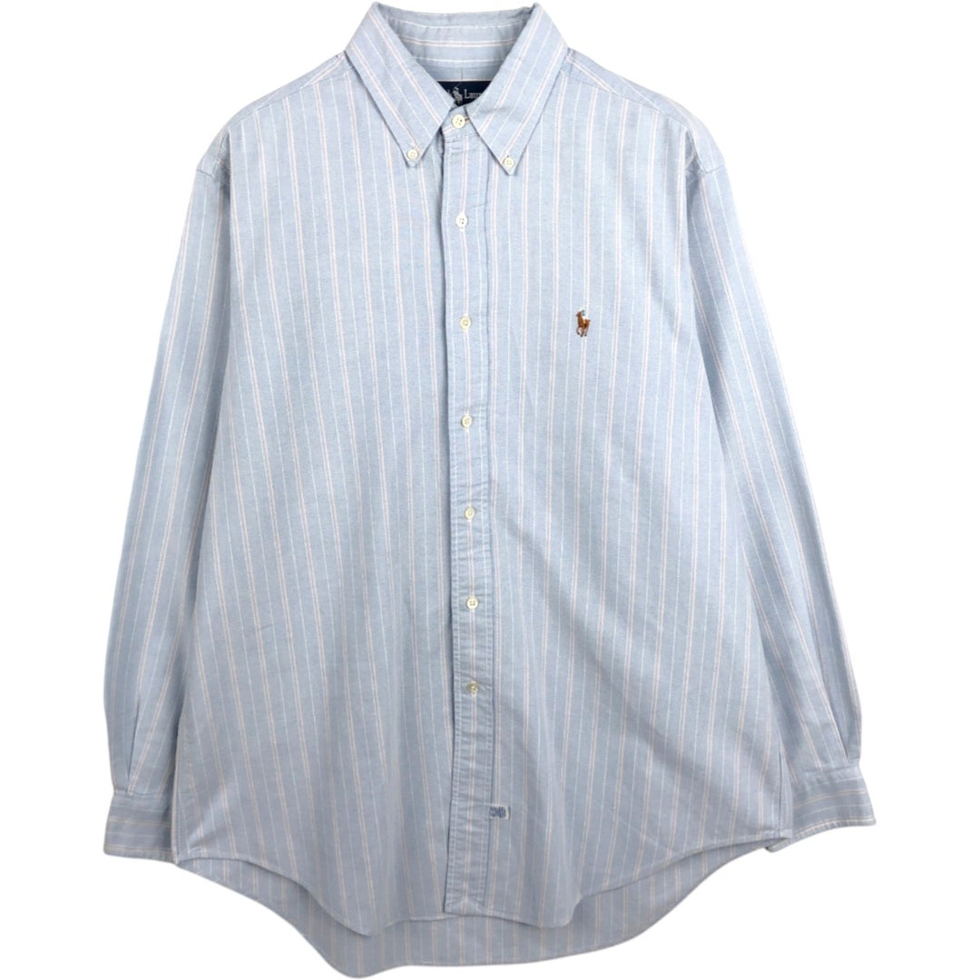 Ralph Lauren Multi-Stripe Long Sleeve Button-Down Striped Shirt, Men's Size L cotton Blue type light blue Vintage Second Hand
