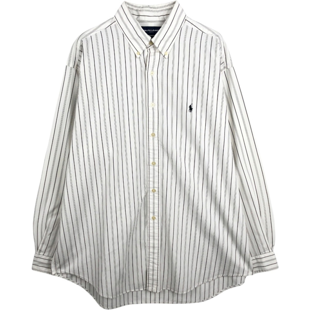 Ralph Lauren RALPH LAUREN GOLF BLAKE long sleeve button down striped shirt men's XL equivalent cotton white type Vintage Second Hand