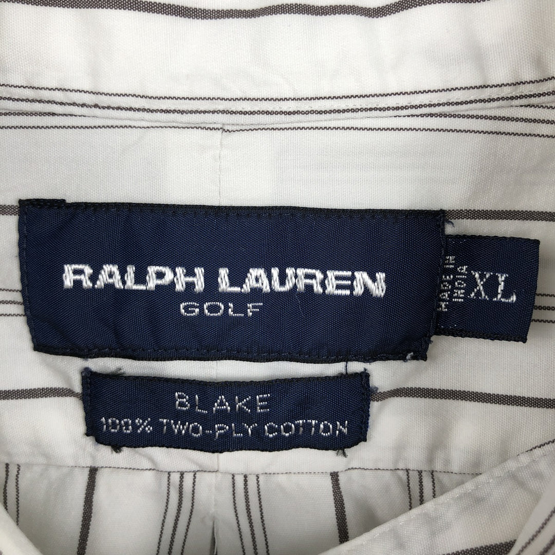Ralph Lauren RALPH LAUREN GOLF BLAKE long sleeve button down striped shirt men's XL equivalent cotton white type Vintage Second Hand