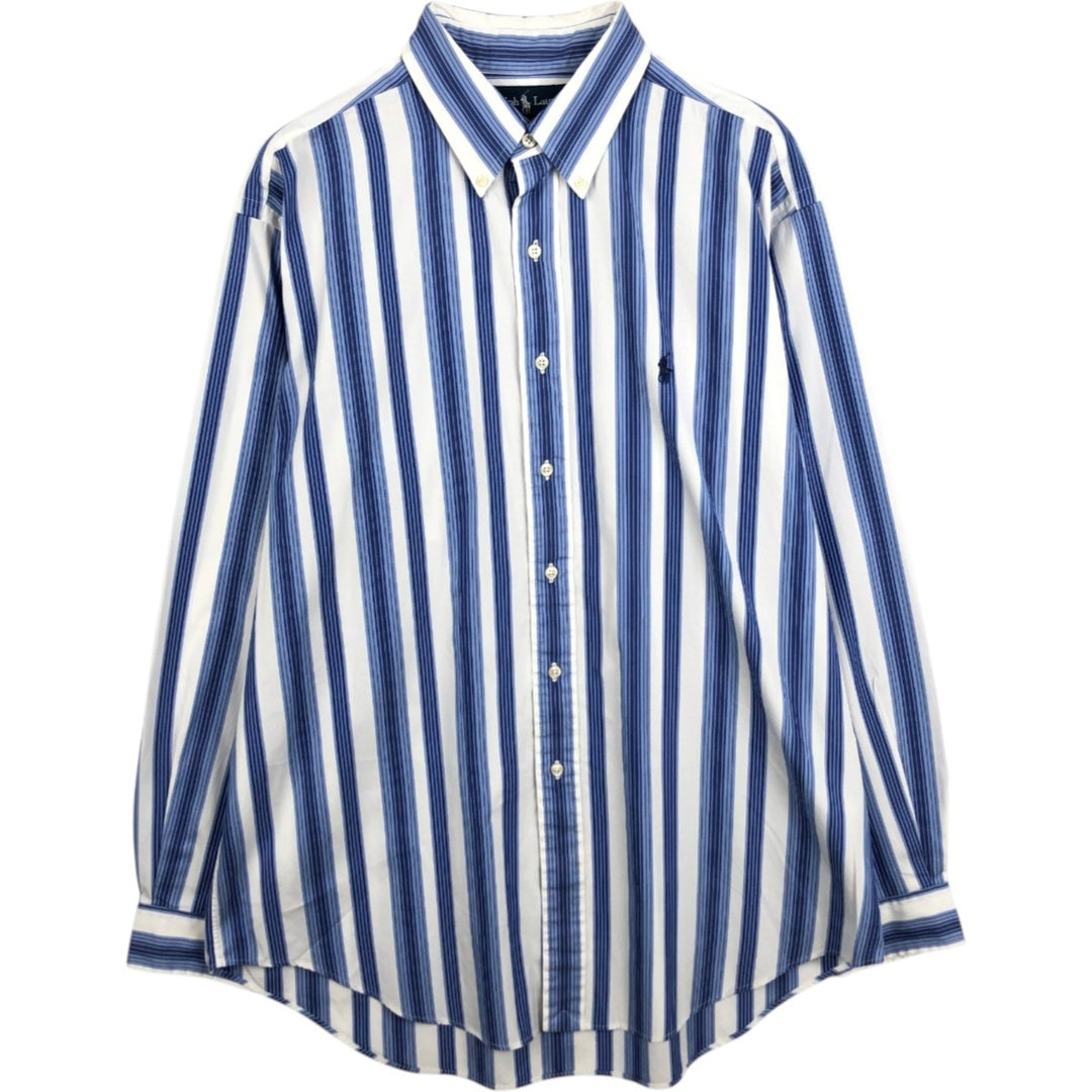 Ralph Lauren Classic Fit Multi Stripe Long Sleeve Button Down Striped Shirt Men's Size L cotton white type Vintage Second Hand