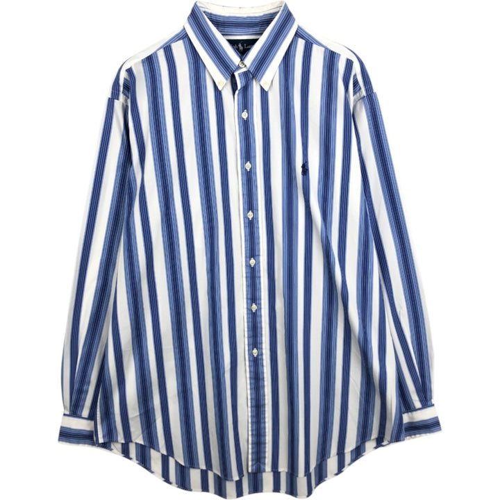 Ralph Lauren Classic Fit Multi Stripe Long Sleeve Button Down Striped Shirt Men's Size L cotton white type Vintage Second Hand