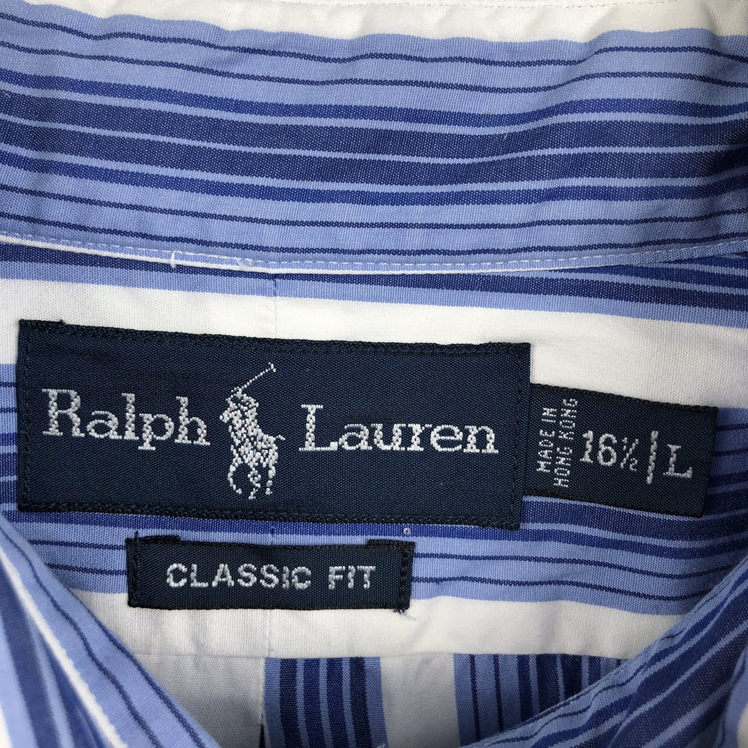 Ralph Lauren Classic Fit Multi Stripe Long Sleeve Button Down Striped Shirt Men's Size L cotton white type Vintage Second Hand