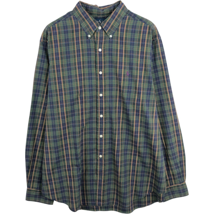 Ralph Lauren Classic Fit Long Sleeve Button Down Check Shirt Men's XL cotton green type Vintage Second Hand
