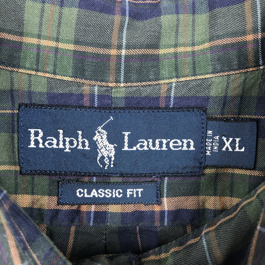 Ralph Lauren Classic Fit Long Sleeve Button Down Check Shirt Men's XL cotton green type Vintage Second Hand