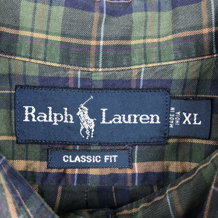 Ralph Lauren Classic Fit Long Sleeve Button Down Check Shirt Men's XL cotton green type Vintage Second Hand