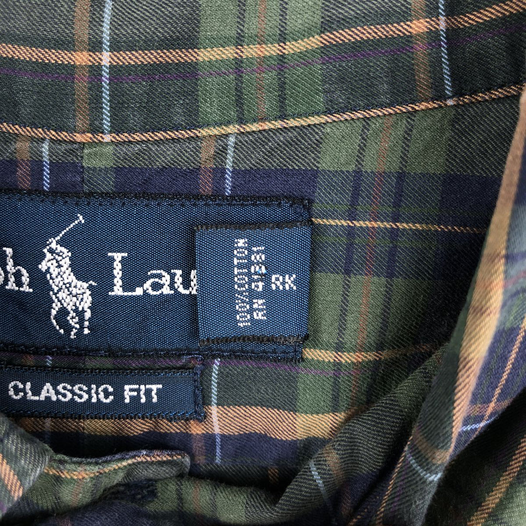 Ralph Lauren Classic Fit Long Sleeve Button Down Check Shirt Men's XL cotton green type Vintage Second Hand