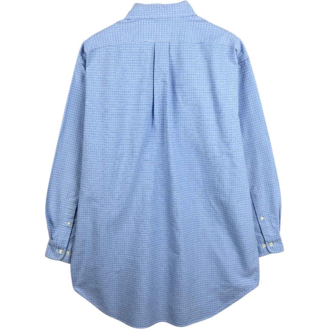 Ralph Lauren YARMOUTH Long Sleeve Button-Down Check Shirt, Men's Size L cotton Blue type light blue Vintage Second Hand