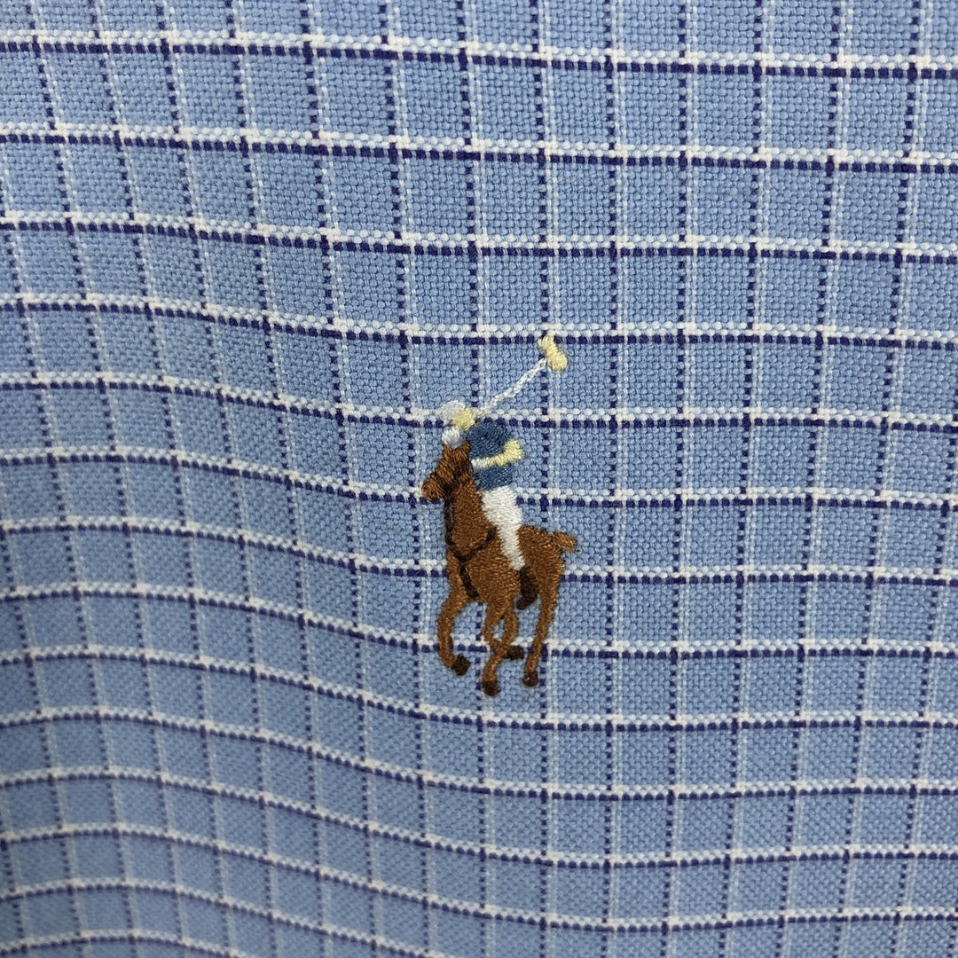 Ralph Lauren YARMOUTH Long Sleeve Button-Down Check Shirt, Men's Size L cotton Blue type light blue Vintage Second Hand