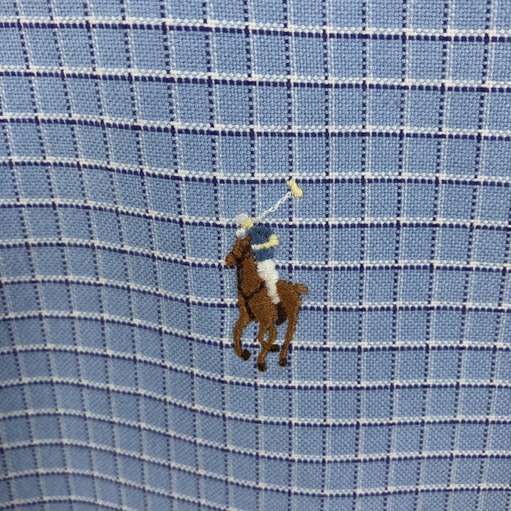 Ralph Lauren YARMOUTH Long Sleeve Button-Down Check Shirt, Men's Size L cotton Blue type light blue Vintage Second Hand