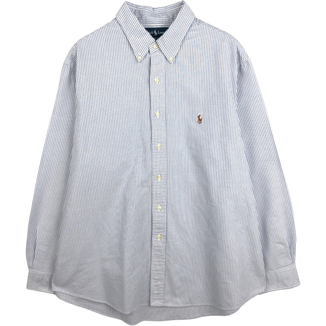 Ralph Lauren CUSTOM FIT long sleeve button down striped shirt men's XL size cotton white type Vintage Second Hand