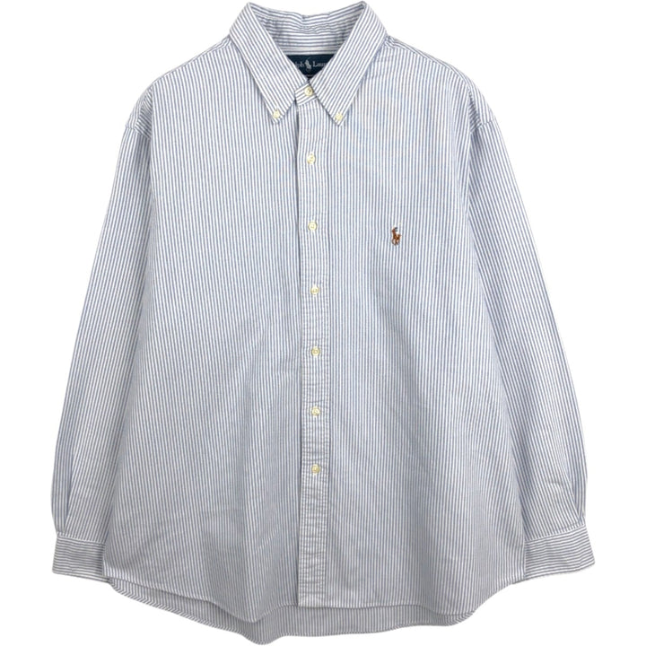 Ralph Lauren CUSTOM FIT long sleeve button down striped shirt men's XL size cotton white type Vintage Second Hand