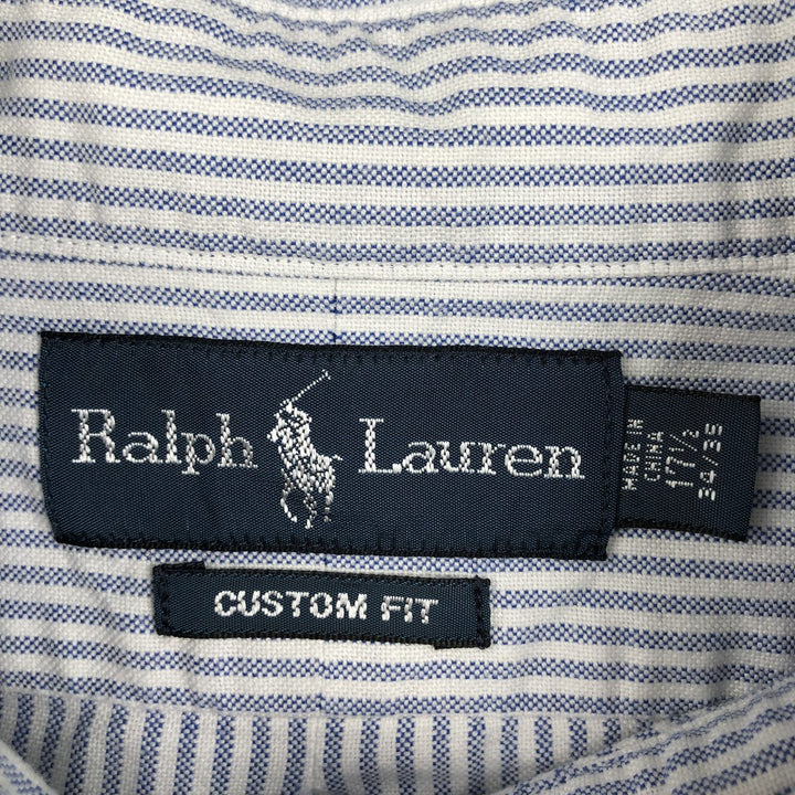Ralph Lauren CUSTOM FIT long sleeve button down striped shirt men's XL size cotton white type Vintage Second Hand