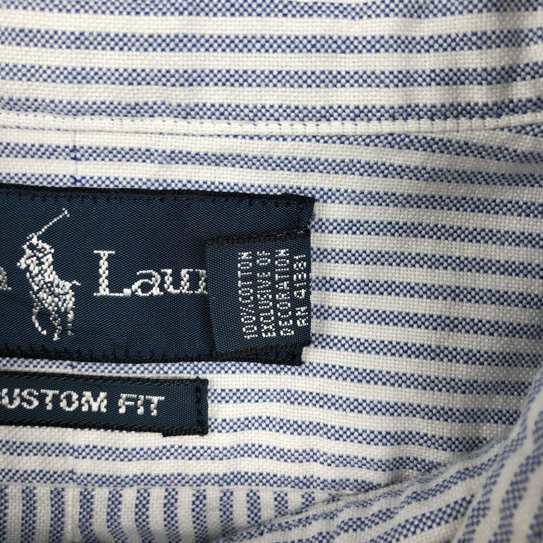 Ralph Lauren CUSTOM FIT long sleeve button down striped shirt men's XL size cotton white type Vintage Second Hand