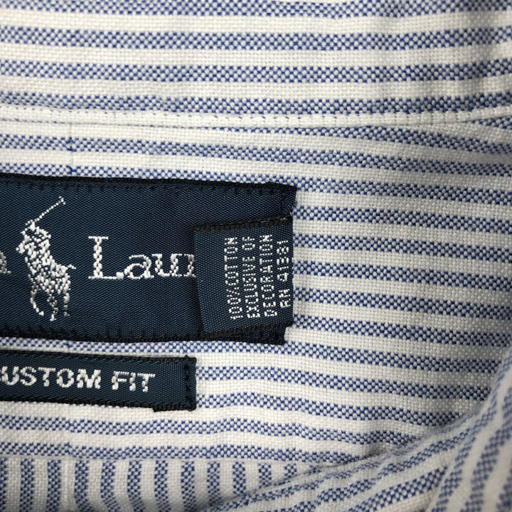 Ralph Lauren CUSTOM FIT long sleeve button down striped shirt men's XL size cotton white type Vintage Second Hand