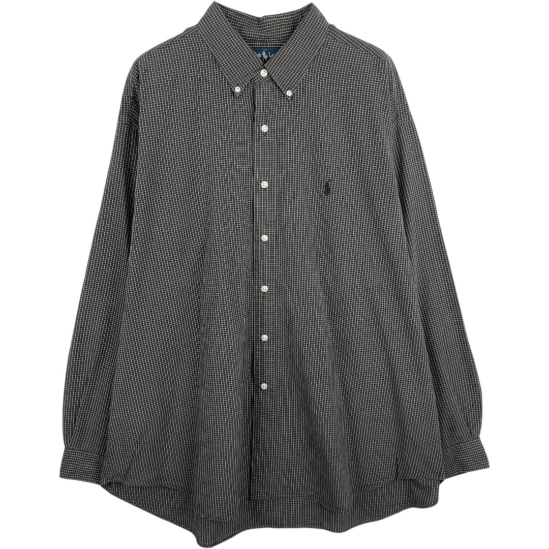Ralph Lauren BLAKE long sleeve button down check shirt, men's size XXL cotton black type Vintage Second Hand