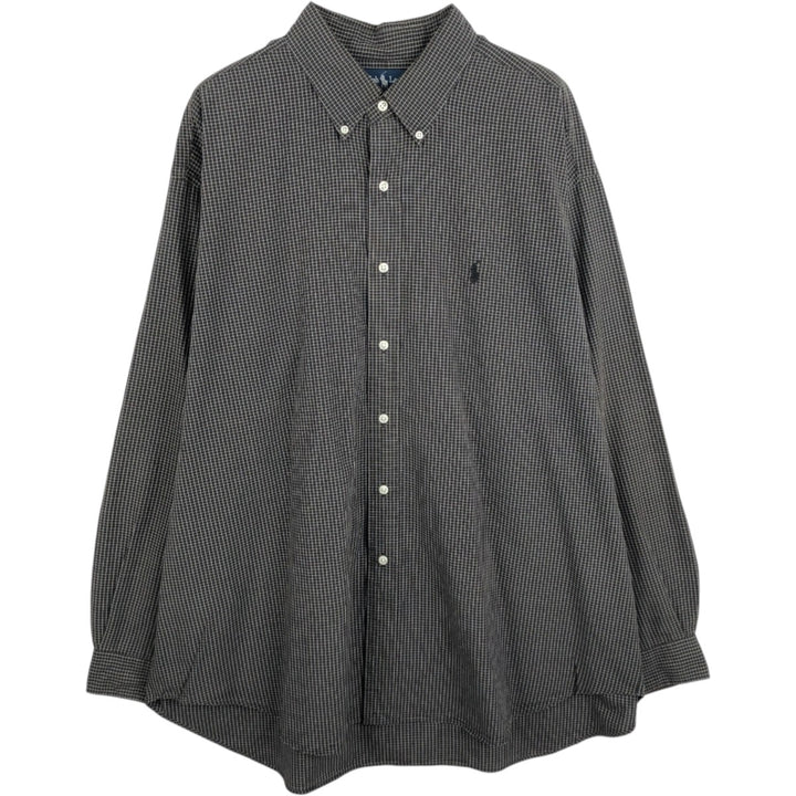 Ralph Lauren BLAKE long sleeve button down check shirt, men's size XXL cotton black type Vintage Second Hand