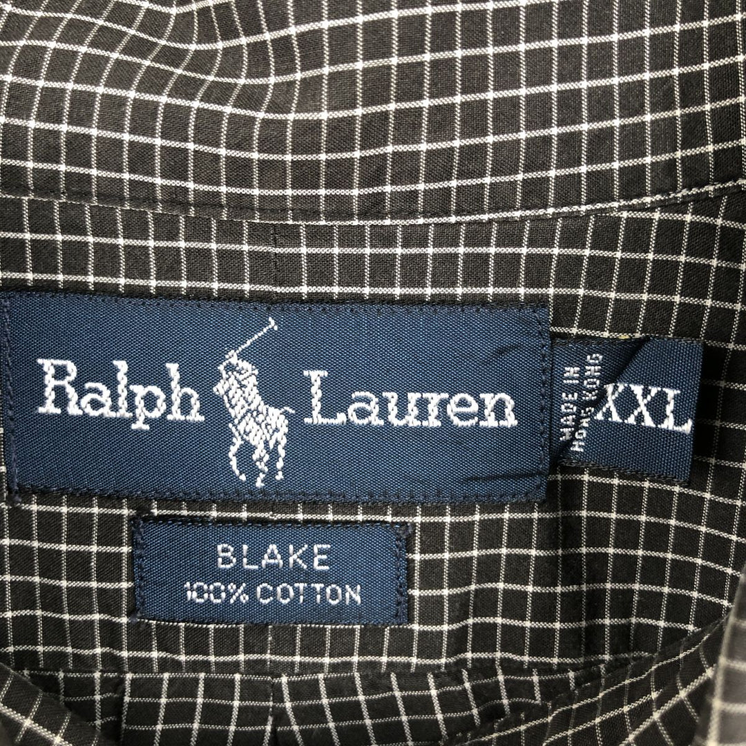 Ralph Lauren BLAKE long sleeve button down check shirt, men's size XXL cotton black type Vintage Second Hand