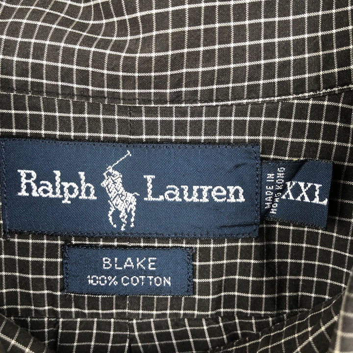 Ralph Lauren BLAKE long sleeve button down check shirt, men's size XXL cotton black type Vintage Second Hand