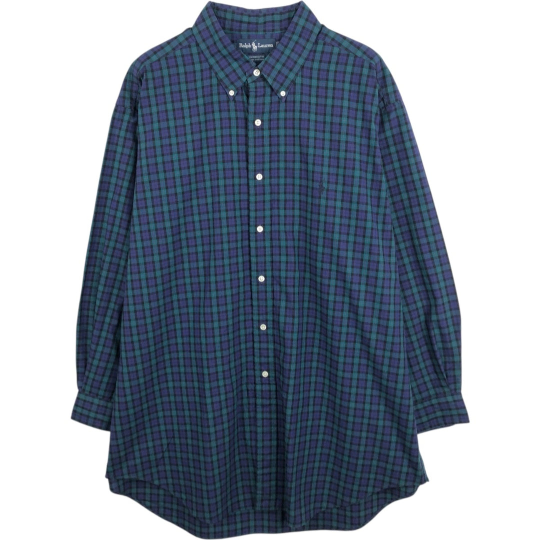 Ralph Lauren YARMOUTH Long Sleeve Button Down Check Shirt Men's XL cotton black type Vintage Second Hand