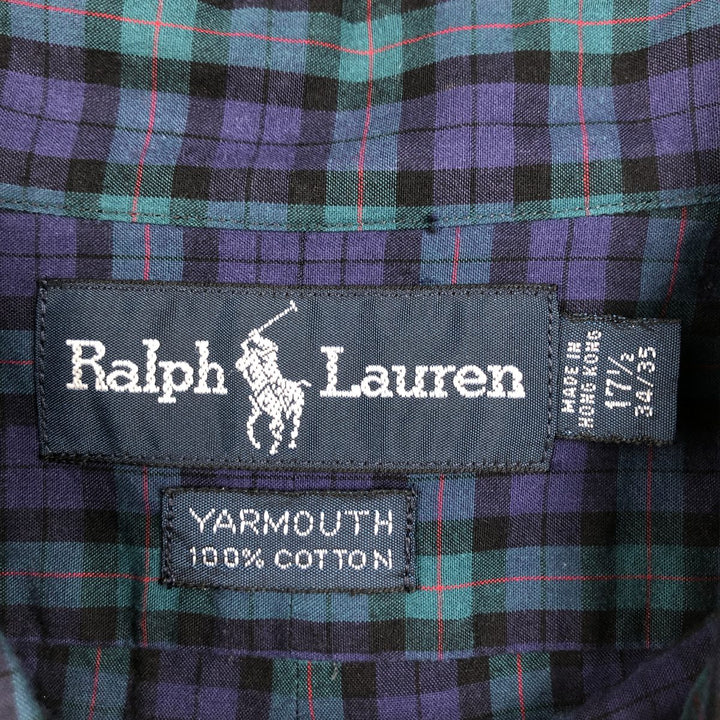 Ralph Lauren YARMOUTH Long Sleeve Button Down Check Shirt Men's XL cotton black type Vintage Second Hand