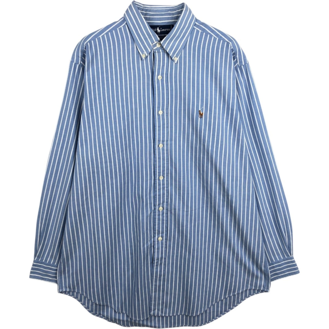 Ralph Lauren YARMOUTH Long Sleeve Button-Down Striped Shirt, Men's Size L cotton Blue type light blue Vintage Second Hand