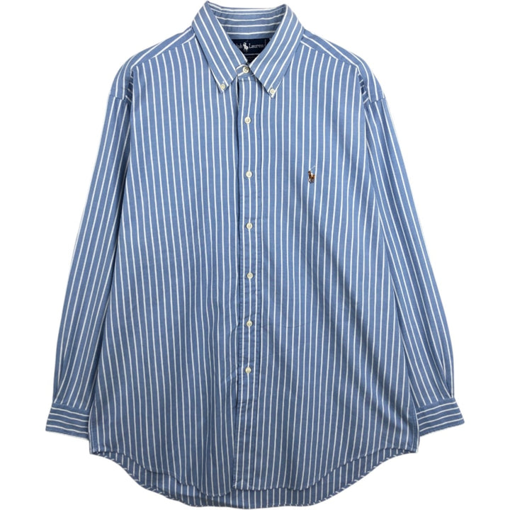 Ralph Lauren YARMOUTH Long Sleeve Button-Down Striped Shirt, Men's Size L cotton Blue type light blue Vintage Second Hand