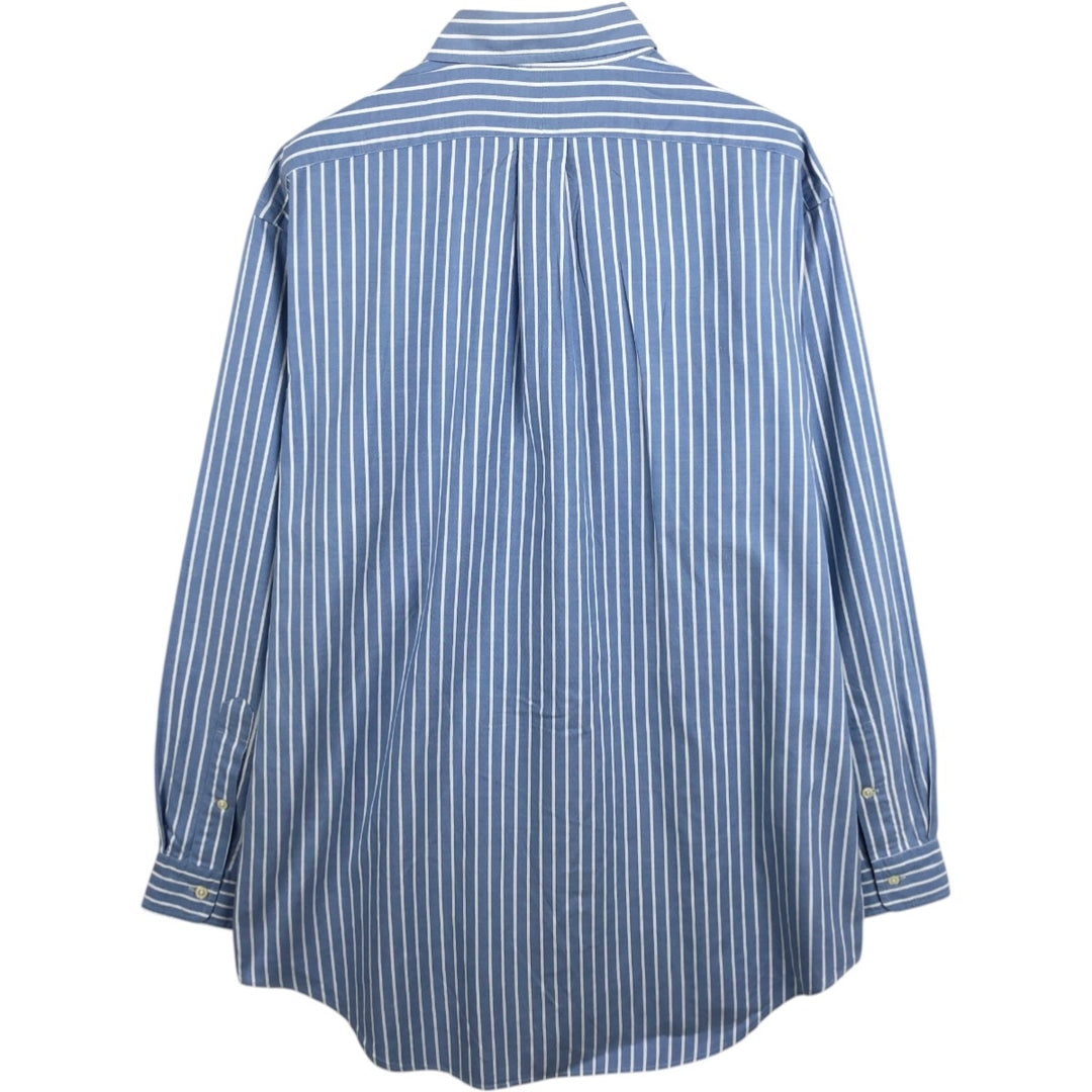 Ralph Lauren YARMOUTH Long Sleeve Button-Down Striped Shirt, Men's Size L cotton Blue type light blue Vintage Second Hand