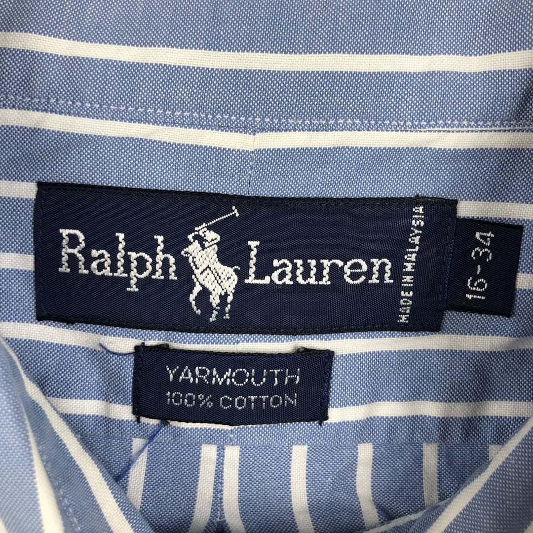 Ralph Lauren YARMOUTH Long Sleeve Button-Down Striped Shirt, Men's Size L cotton Blue type light blue Vintage Second Hand