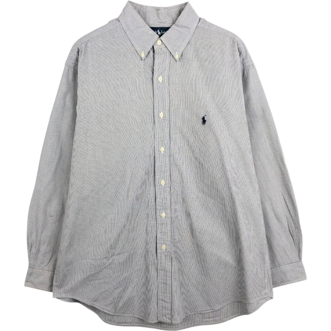 Ralph Lauren YARMOUTH Long Sleeve Button-Down Check Shirt, Men's Size L cotton white type Vintage Second Hand