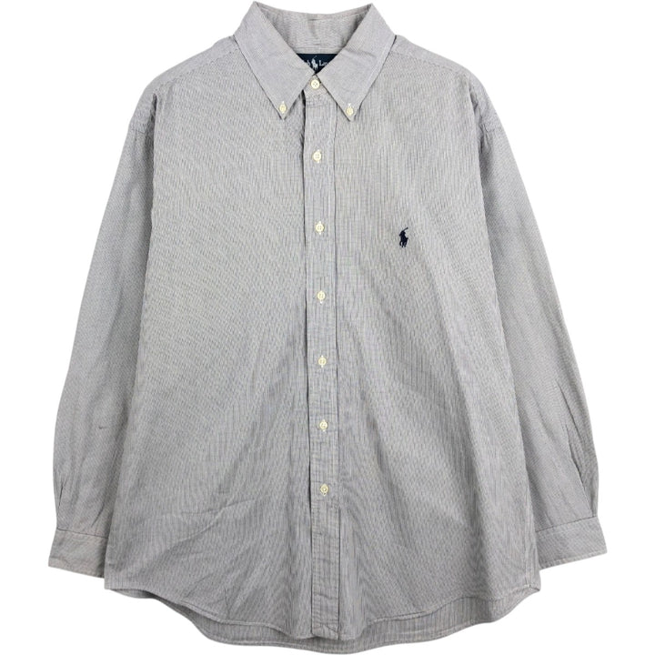 Ralph Lauren YARMOUTH Long Sleeve Button-Down Check Shirt, Men's Size L cotton white type Vintage Second Hand