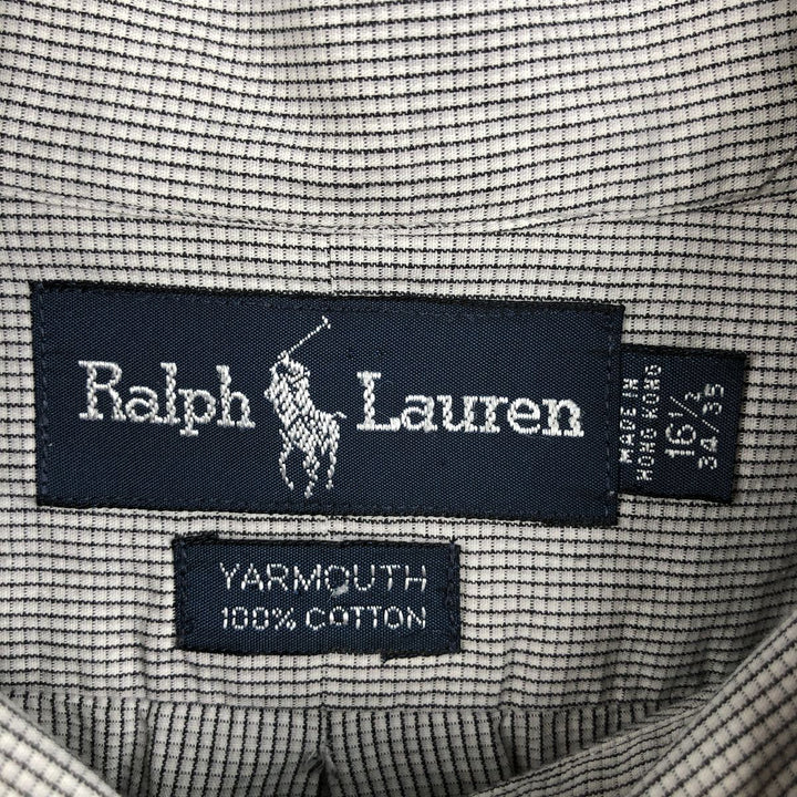 Ralph Lauren YARMOUTH Long Sleeve Button-Down Check Shirt, Men's Size L cotton white type Vintage Second Hand