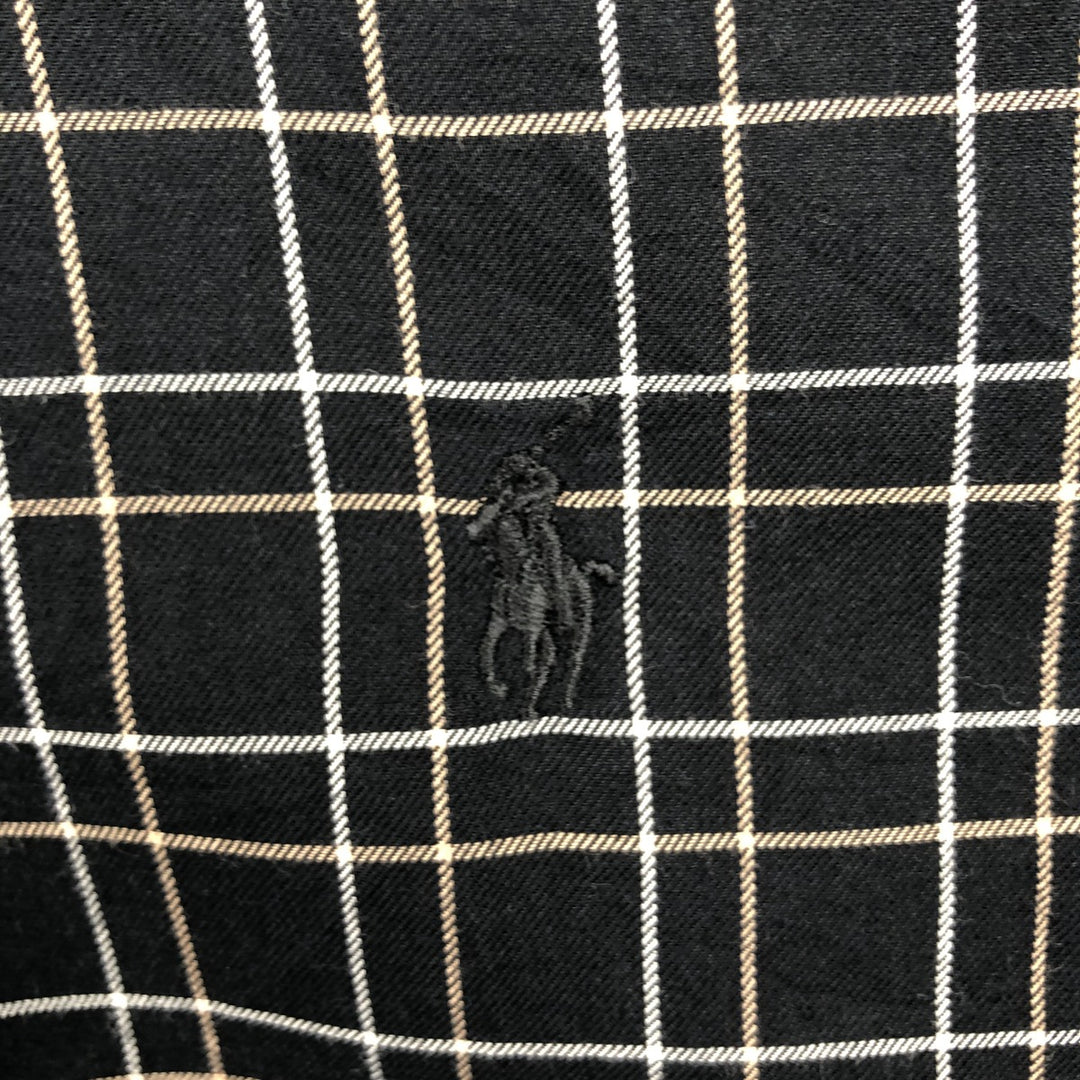 Ralph Lauren BLAKE long sleeve button down check shirt, men's XL size cotton black type Vintage Second Hand