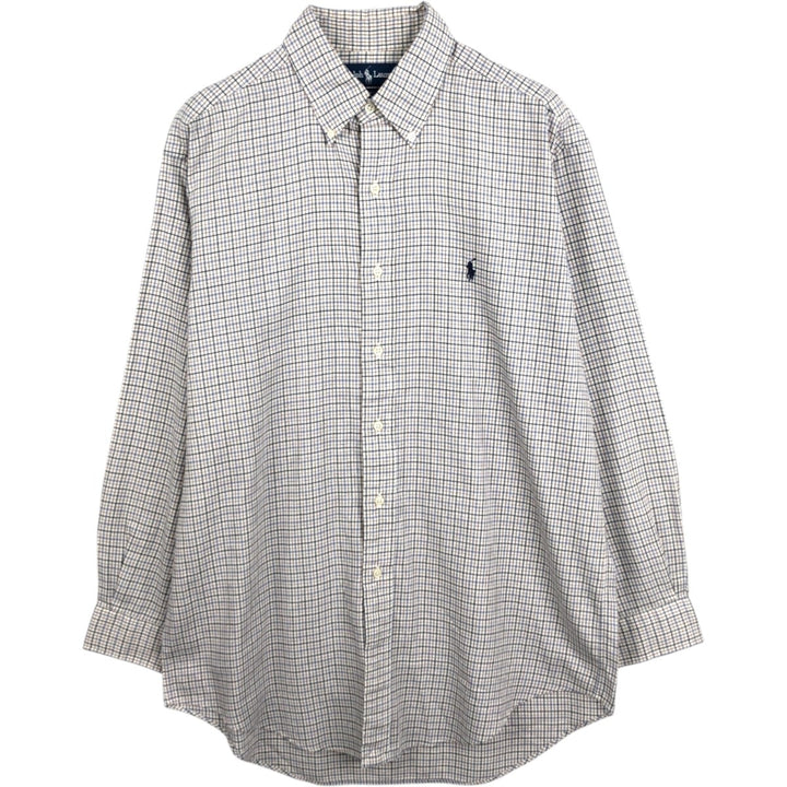 Ralph Lauren YARMOUTH Long Sleeve Button-Down Check Shirt, Men's Size M cotton white type Vintage Second Hand