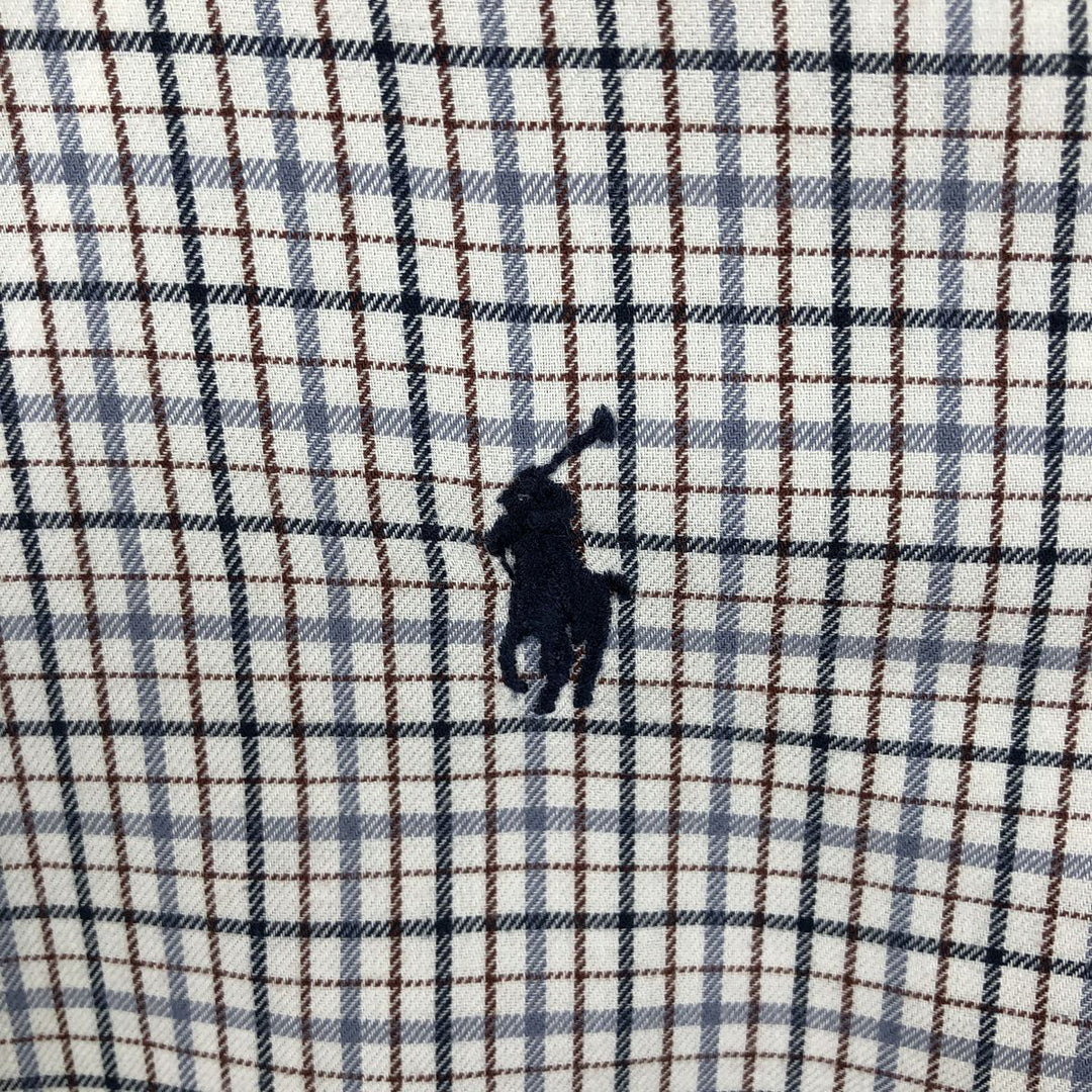 Ralph Lauren YARMOUTH Long Sleeve Button-Down Check Shirt, Men's Size M cotton white type Vintage Second Hand
