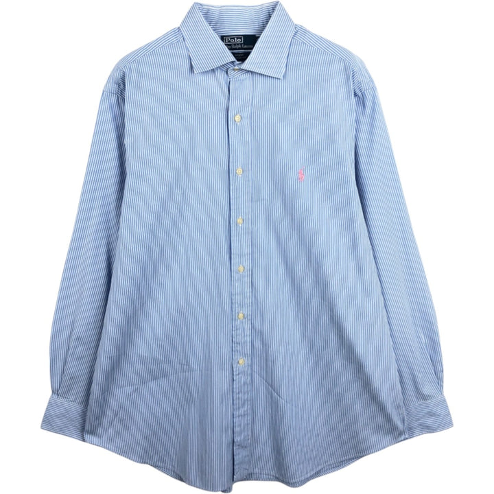 Ralph Lauren POLO by Ralph Lauren REGENT CLASSIC FIT long-sleeved cotton striped shirt, men's size XL cotton Blue type light blue Vintage Second Hand