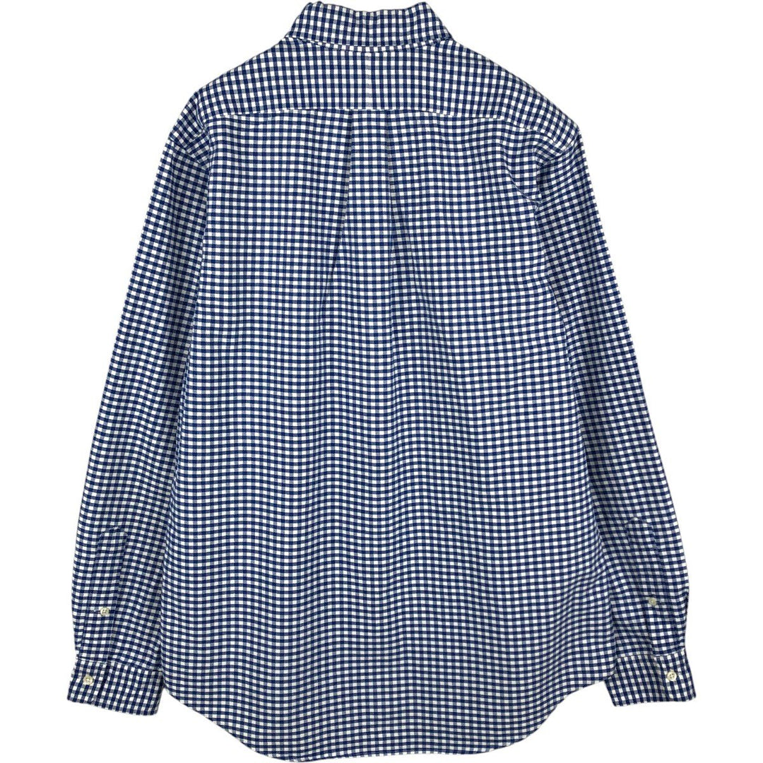 Ralph Lauren Gingham Check Long Sleeve Button-Down Check Shirt, Men's M Size cotton blue type Vintage Second Hand