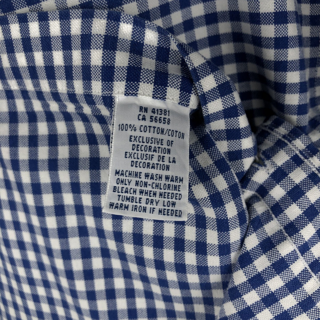 Ralph Lauren Gingham Check Long Sleeve Button-Down Check Shirt, Men's M Size cotton blue type Vintage Second Hand