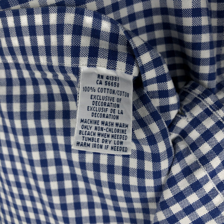 Ralph Lauren Gingham Check Long Sleeve Button-Down Check Shirt, Men's M Size cotton blue type Vintage Second Hand
