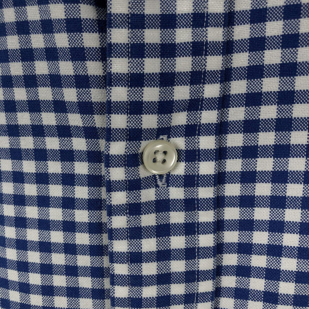 Ralph Lauren Gingham Check Long Sleeve Button-Down Check Shirt, Men's M Size cotton blue type Vintage Second Hand