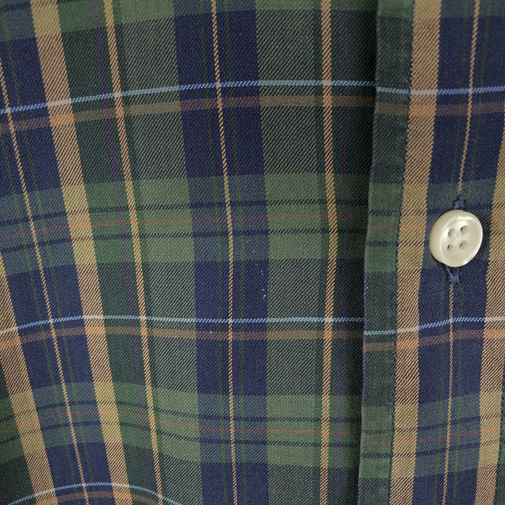 Ralph Lauren Classic Fit Long Sleeve Button Down Check Shirt, Men's Size L cotton green type Vintage Second Hand