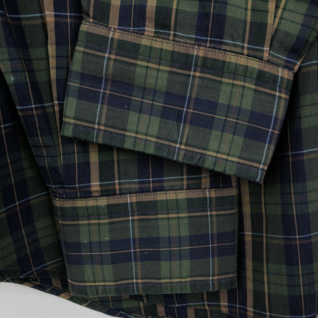 Ralph Lauren Classic Fit Long Sleeve Button Down Check Shirt, Men's Size L cotton green type Vintage Second Hand