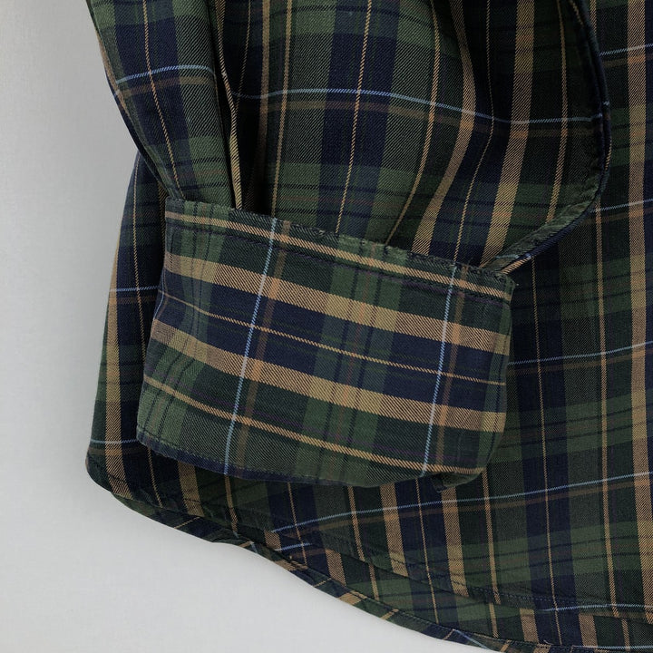 Ralph Lauren Classic Fit Long Sleeve Button Down Check Shirt, Men's Size L cotton green type Vintage Second Hand