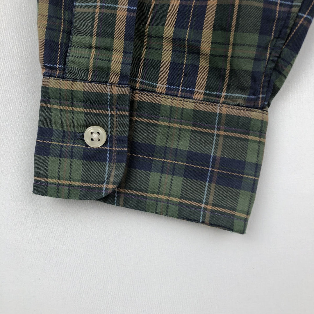 Ralph Lauren Classic Fit Long Sleeve Button Down Check Shirt, Men's Size L cotton green type Vintage Second Hand