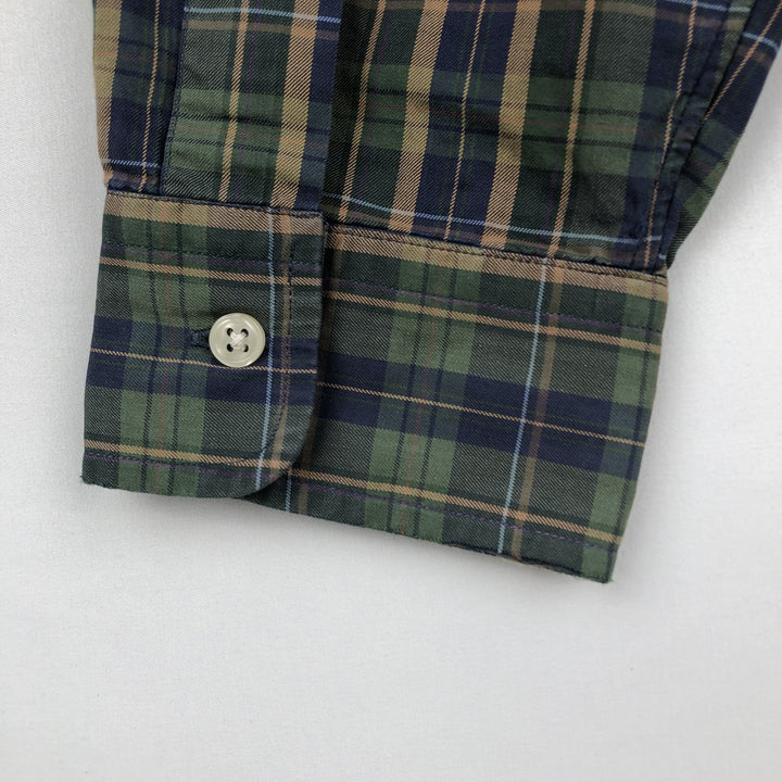 Ralph Lauren Classic Fit Long Sleeve Button Down Check Shirt, Men's Size L cotton green type Vintage Second Hand