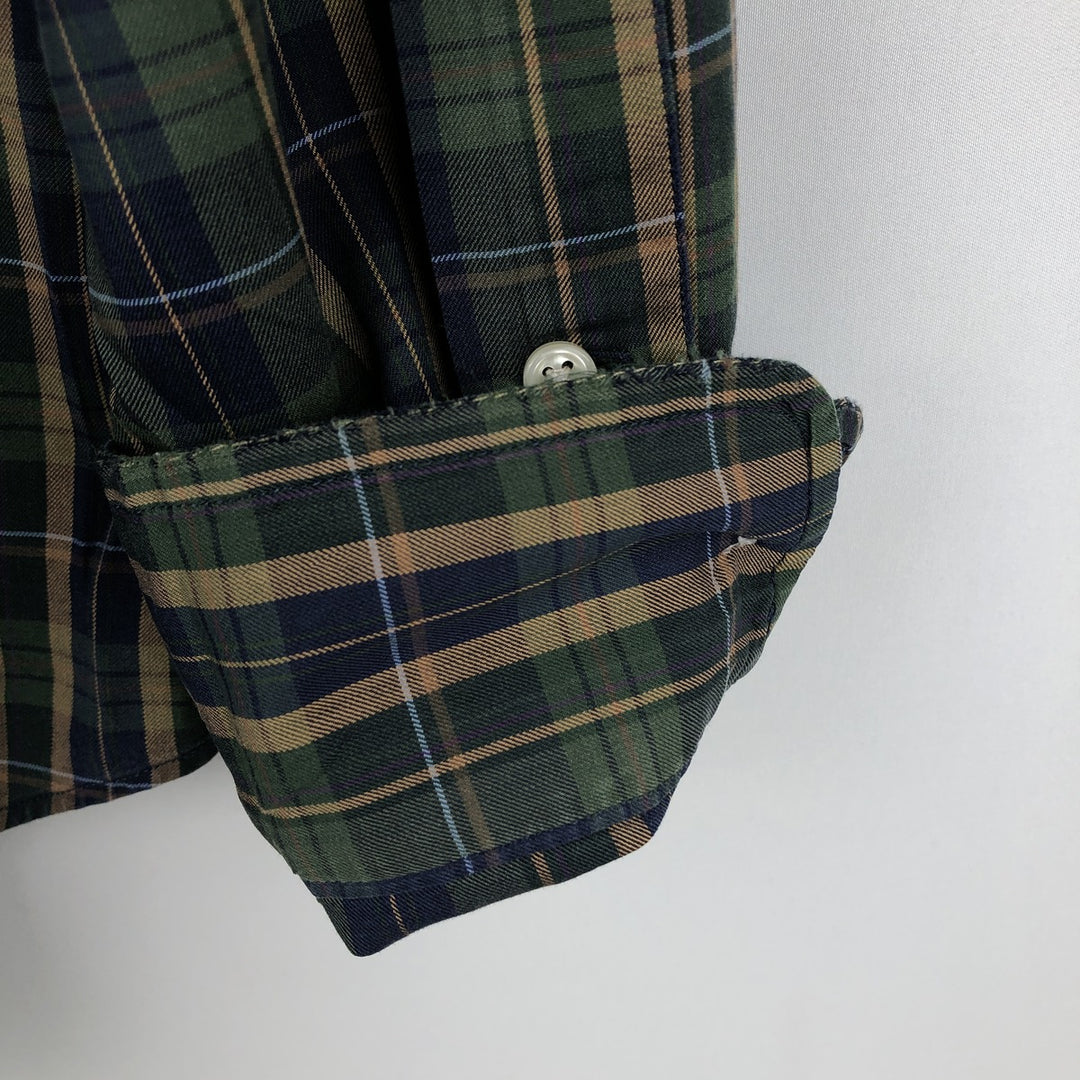 Ralph Lauren Classic Fit Long Sleeve Button Down Check Shirt, Men's Size L cotton green type Vintage Second Hand