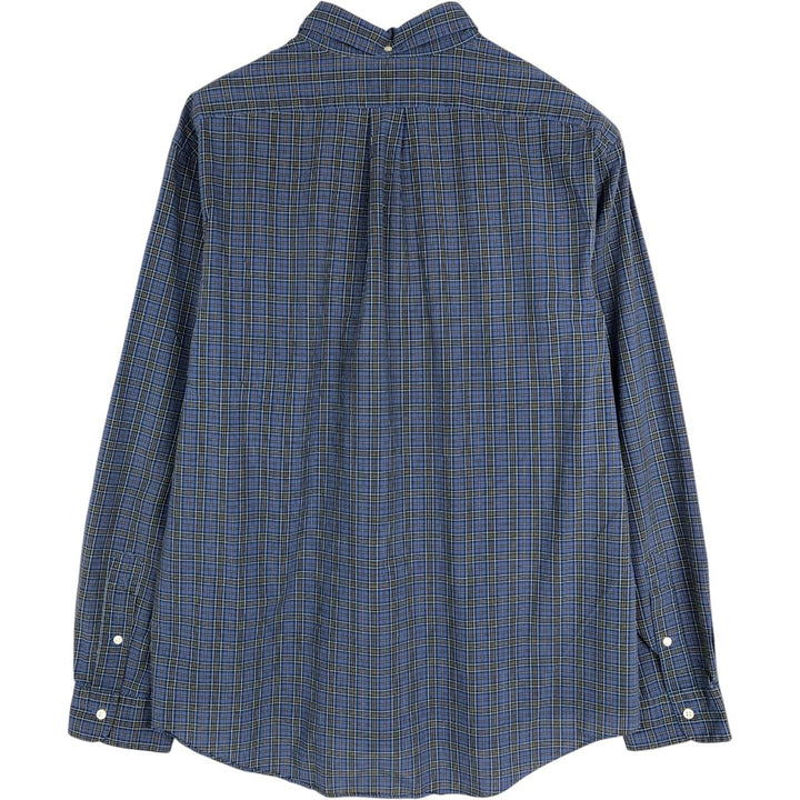 Ralph Lauren CUSTOM FIT Long-Sleeve Cotton Check Shirt, Men's Size XL (approx.) cotton navy blue type Vintage Second Hand