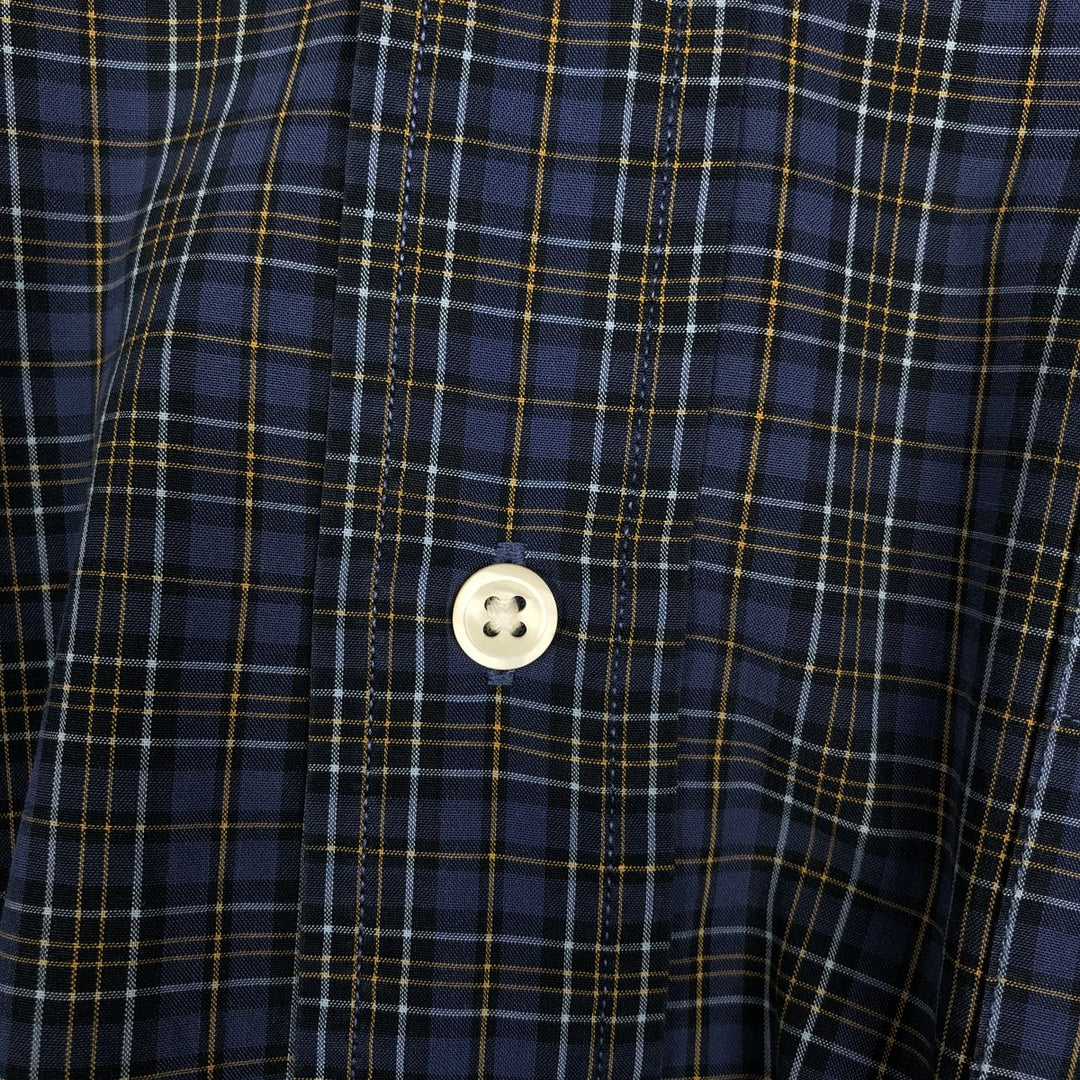 Ralph Lauren CUSTOM FIT Long-Sleeve Cotton Check Shirt, Men's Size XL (approx.) cotton navy blue type Vintage Second Hand