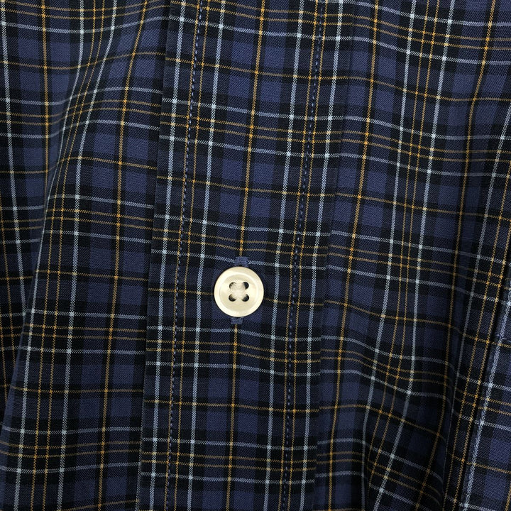 Ralph Lauren CUSTOM FIT Long-Sleeve Cotton Check Shirt, Men's Size XL (approx.) cotton navy blue type Vintage Second Hand