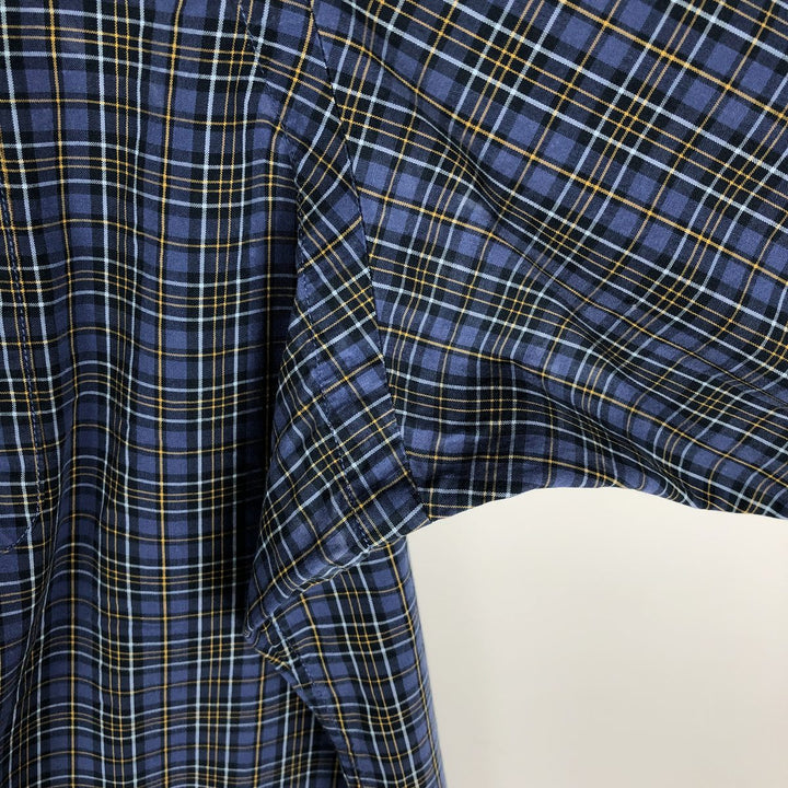Ralph Lauren CUSTOM FIT Long-Sleeve Cotton Check Shirt, Men's Size XL (approx.) cotton navy blue type Vintage Second Hand